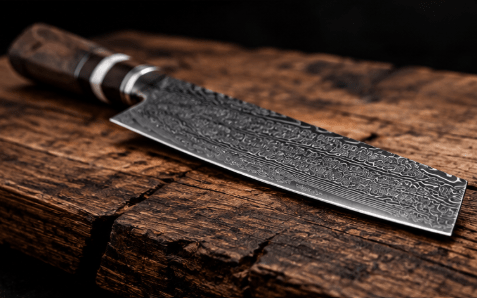 Couteau Nakiri Japonais Acier Damas 67 Couches 18 cm – Manche Bois Stabilisé Ergonomique - Damasaki