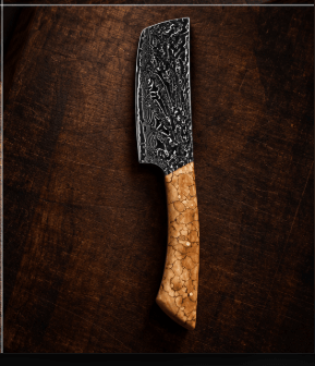 Couteau Nakiri Japonais Acier Damas 67 Couches 18 cm – Manche Bois Tressé - Damasaki