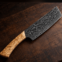 Couteau Nakiri Japonais Acier Damas 67 Couches 18 cm – Manche Bois Tressé - Damasaki