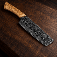 Couteau Nakiri Japonais Acier Damas 67 Couches 18 cm – Manche Bois Tressé - Damasaki