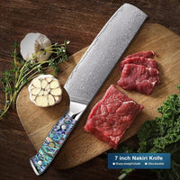 Couteau Nakiri damas 17,8 cm – nacre d’ormeau