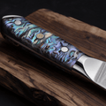 Couteau Nakiri Japonais Acier Damas 67 Couches 18 cm – Manche Nacre d’Ormeau Précieuse - Damasaki