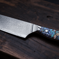 Couteau Nakiri Japonais Acier Damas 67 Couches 18 cm – Manche Nacre d’Ormeau Précieuse - Damasaki