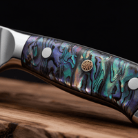 Couteau Nakiri Japonais Acier Damas 67 Couches 18 cm – Manche Nacre d’Ormeau Précieuse - Damasaki