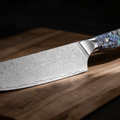 Couteau Nakiri Japonais Acier Damas 67 Couches 18 cm – Manche Nacre d’Ormeau Précieuse - Damasaki
