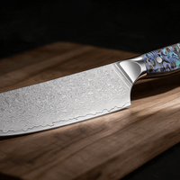 Couteau Nakiri Japonais Acier Damas 67 Couches 18 cm – Manche Nacre d’Ormeau Précieuse - Damasaki