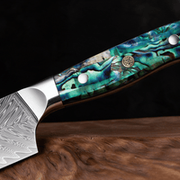 Couteau Nakiri Japonais Acier Damas 67 Couches 18 cm – Manche Nacre d’Ormeau & Résine Bleue - Damasaki