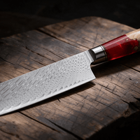 Couteau Nakiri Japonais Acier Damas 67 Couches 18 cm – Manche Résine & Bois Stabilisé - Damasaki