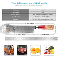 Couteau Nakiri damas – acier inoxydable, résine et bois massif