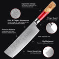 Couteau Nakiri damas – acier inoxydable, résine et bois massif