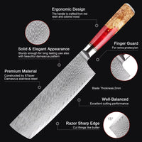 Couteau Nakiri damas – acier inoxydable, résine et bois massif