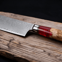 Couteau Nakiri Japonais Acier Damas 67 Couches 18 cm – Manche Résine & Bois Stabilisé - Damasaki