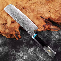 Couteau Nakiri damas 17,8 cm – résine et bois stabilisé octogonal