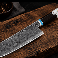 Couteau Nakiri Japonais Damas VG10 67 Couches 18 cm – Manche Octogonal Résine & Bois Stabilisé - Damasaki