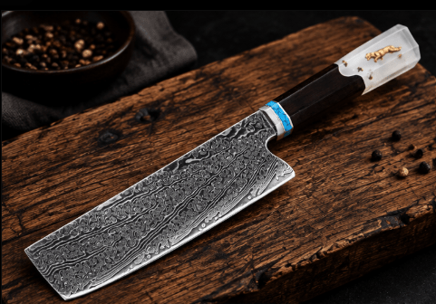 Couteau Nakiri Japonais Damas VG10 67 Couches 18 cm – Manche Octogonal Résine & Bois Stabilisé - Damasaki