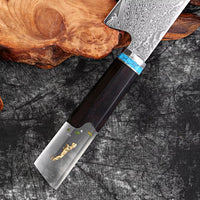 Couteau Nakiri damas 17,8 cm – résine et bois stabilisé octogonal
