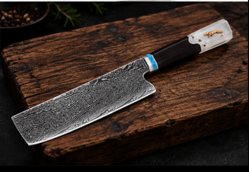 Couteau Nakiri Japonais Damas VG10 67 Couches 18 cm – Manche Octogonal Résine & Bois Stabilisé - Damasaki