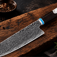 Couteau Nakiri Japonais Damas VG10 67 Couches 18 cm – Manche Octogonal Résine & Bois Stabilisé - Damasaki