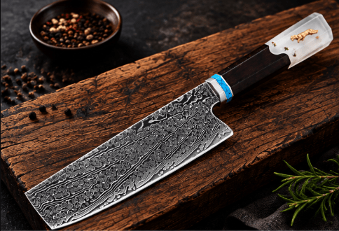 Couteau Nakiri Japonais Damas VG10 67 Couches 18 cm – Manche Octogonal Résine & Bois Stabilisé - Damasaki