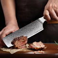 Couteau Nakiri damas 17,8 cm – résine noire et bois stabilisé