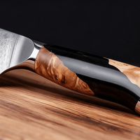 Couteau Nakiri Japonais Damas VG10 67 Couches 18 cm – Manche Résine Noire & Bois Stabilisé - Damasaki