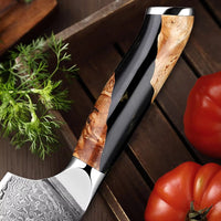 Couteau Nakiri damas 17,8 cm – résine noire et bois stabilisé