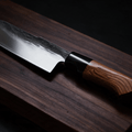 Couteau Santoku Japonais Acier Composite 3 Couches 13 cm – Manche Ébène & Buis - Damasaki