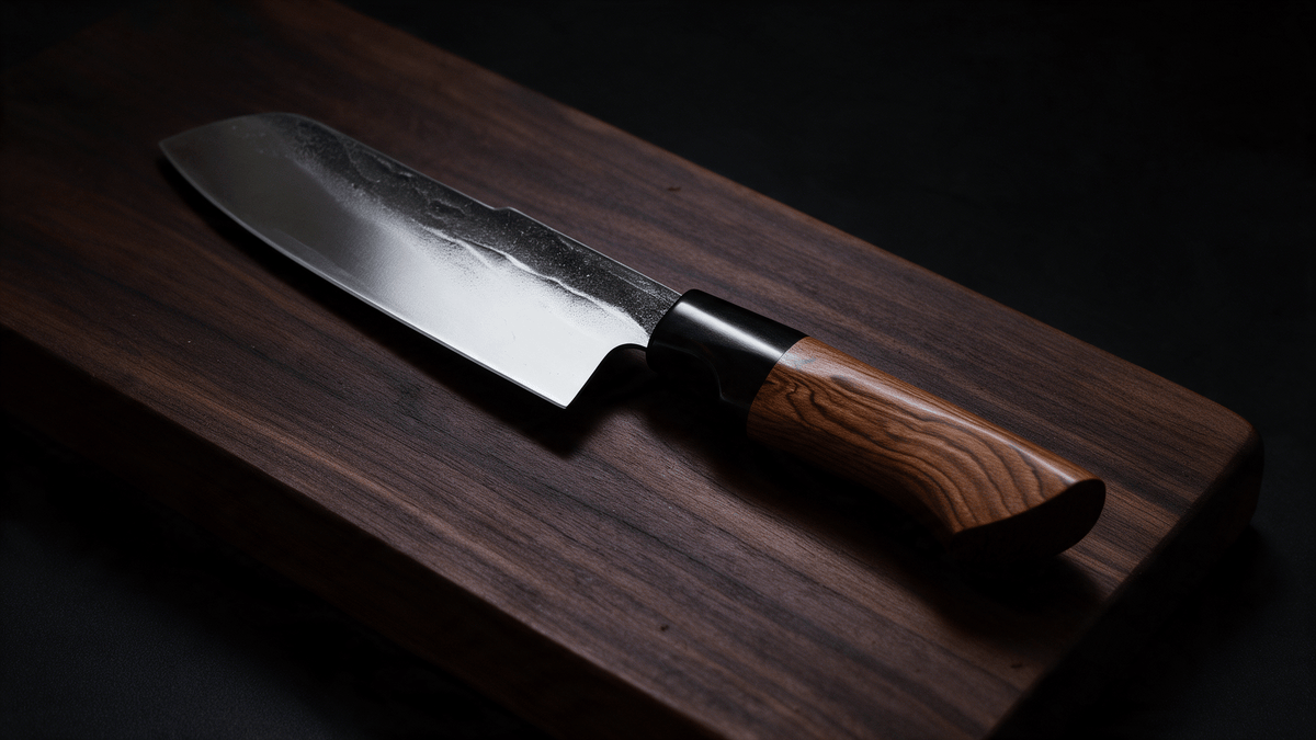 Couteau Santoku Japonais Acier Composite 3 Couches 13 cm – Manche Ébène & Buis - Damasaki