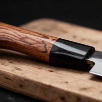 Couteau Santoku Japonais Acier Composite 3 Couches 13 cm – Manche Ébène & Buis - Damasaki
