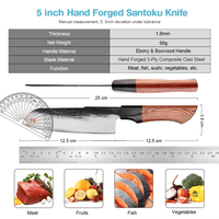 Couteau Santoku en acier composite 12,7 cm – ébène et buis