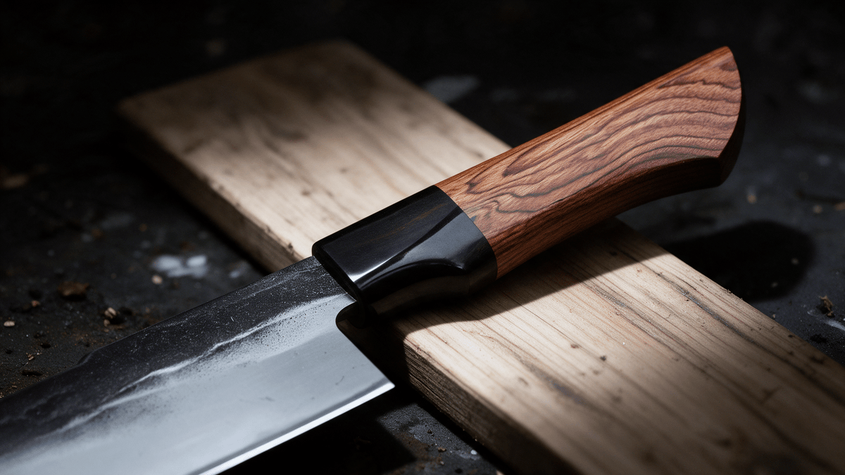 Couteau Santoku Japonais Acier Composite 3 Couches 13 cm – Manche Ébène & Buis - Damasaki