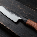 Couteau Santoku Japonais Acier Composite 3 Couches 13 cm – Manche Ébène & Buis - Damasaki