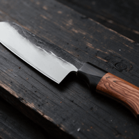 Couteau Santoku Japonais Acier Composite 3 Couches 13 cm – Manche Ébène & Buis - Damasaki