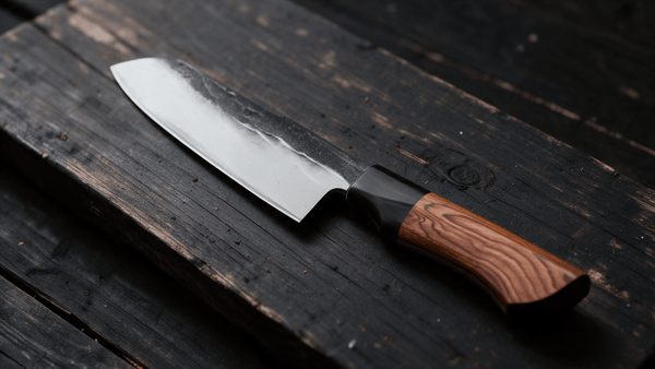 Couteau Santoku Japonais Acier Composite 3 Couches 13 cm – Manche Ébène & Buis - Damasaki
