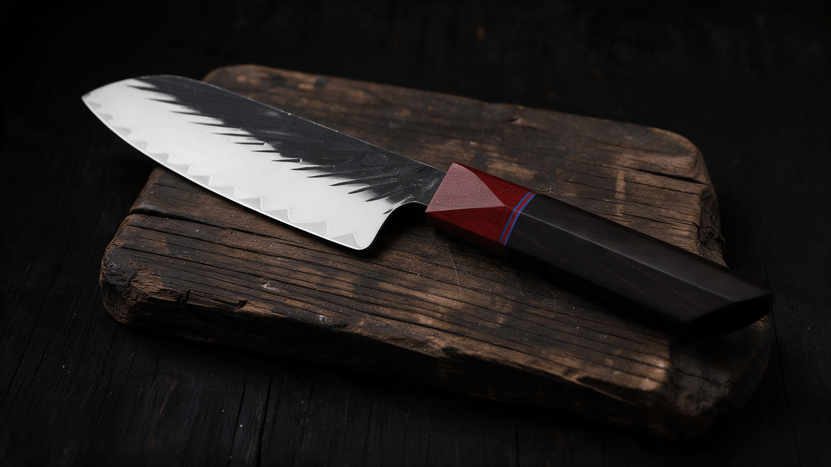 Couteau Santoku Japonais Acier Composite 3 Couches 18 cm – Manche Ébène & Dalbergia - Damasaki