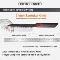 Couteau Santoku 17,8 cm – ébène et dalbergia