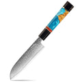 Couteau Santoku damas 12,7 cm – corne de buffle noire, résine et bois stabilisé