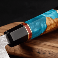 Couteau Santoku Japonais Acier Damas 67 Couches 13 cm – Manche Résine & Bois Stabilisé - Damasaki