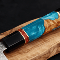 Couteau Santoku Japonais Acier Damas 67 Couches 13 cm – Manche Résine & Bois Stabilisé - Damasaki