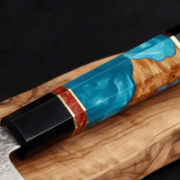 Couteau Santoku Japonais Acier Damas 67 Couches 13 cm – Manche Résine & Bois Stabilisé - Damasaki