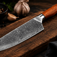 Couteau Santoku Japonais Acier Damas 67 Couches 18 cm – Manche Bois de Santal Rouge & Résine - Damasaki