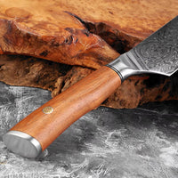 Couteau Santoku damas 17,8 cm – bois de santal rouge