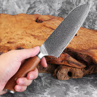 Couteau Santoku damas 17,8 cm – bois de santal rouge