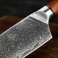 Couteau Santoku Japonais Acier Damas 67 Couches 18 cm – Manche Bois de Santal Rouge & Résine - Damasaki