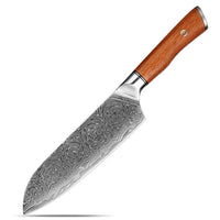 Couteau Santoku damas 17,8 cm – bois de santal rouge