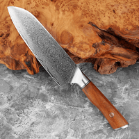 Couteau Santoku damas 17,8 cm – bois de santal rouge