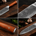 Couteau Santoku Japonais Acier Damas 67 Couches 18 cm – Manche Bois de Santal Rouge & Résine - Damasaki
