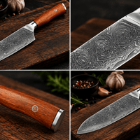 Couteau Santoku Japonais Acier Damas 67 Couches 18 cm – Manche Bois de Santal Rouge & Résine - Damasaki
