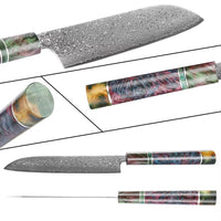 Couteau Santoku damas 17,8 cm – bois stabilisé