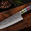 Couteau Santoku Japonais Acier Damas 67 Couches 18 cm – Manche Bois Stabilisé Ergonomique - Damasaki